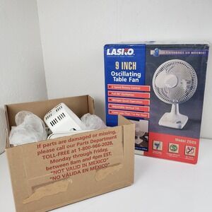 Lasko 2009 9 Inch Oscillating Table Fan 2-Speed White Desk Fan Made in USA